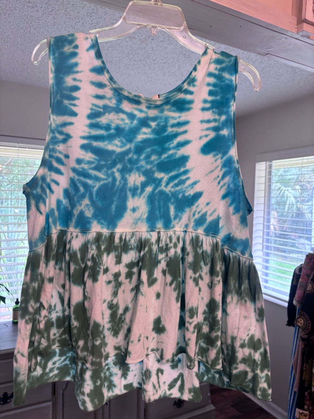 NWOT: Tie-Dye Peplum Tank Top Free People- We The Free